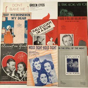 1930s Vintage Sheet Music Lot Hallelujah I’m a Bum Auf Wiedersehen Green Eyes 28